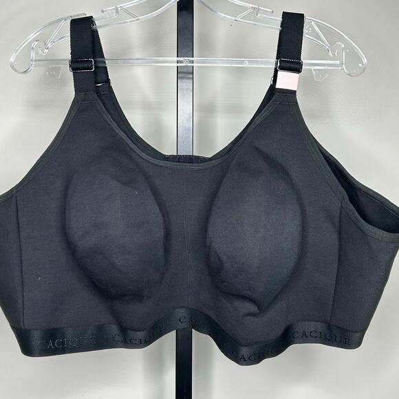 Cacique 52DD bra- black cotton UL NW scoop wireless full coverage NWOT - Picture 1 of 4